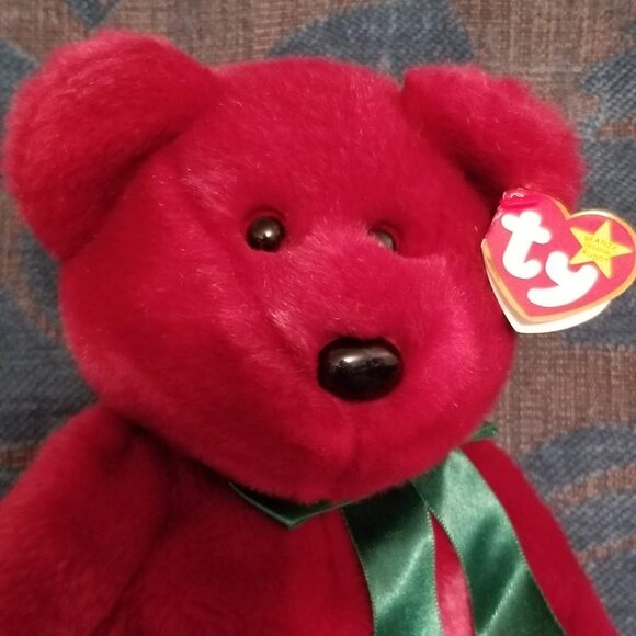 Limited edition cranberry Ty Teddy beanie buddy - Picture 3 of 11